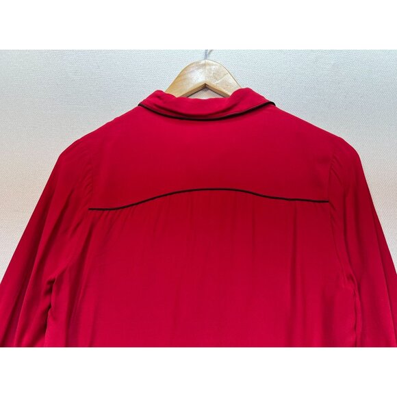 Brooks Brothers Women's Fleece Button Up Shirt Long Sleeve Size 6 Red Pocket - Picture 12 of 13